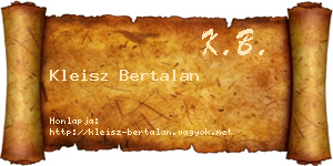 Kleisz Bertalan névjegykártya